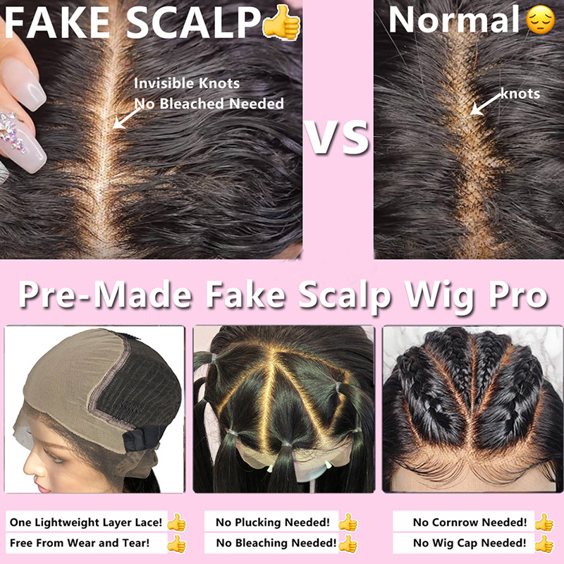 QDBeauty Hair Body Wave Fake Scalp Wig 13x6 Deep Lace Front Human Hair Wigs Invisible