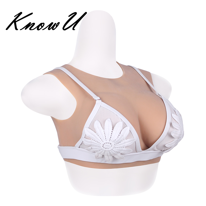 D Cup Silicone Breast Forms Crossdresser Fake Boobs TG DQ Half-body Breasts  Suit