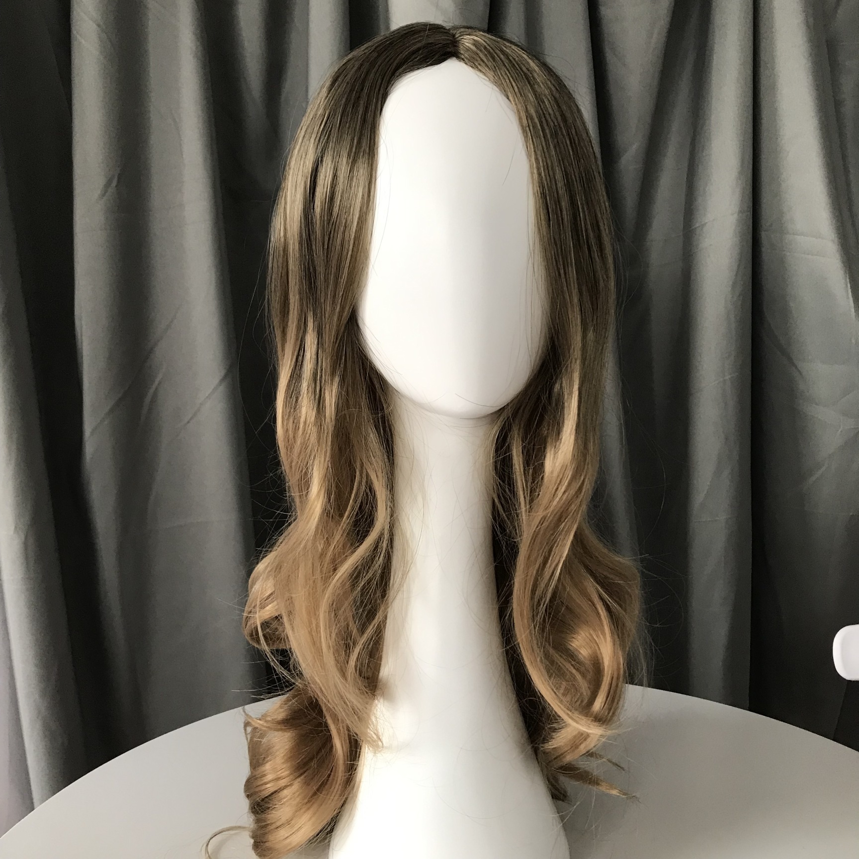 KnowU Curly Blond Long Gradient Midpoint Wig Hairpieces Yellow Hair Big Wave Cosplay KnowU