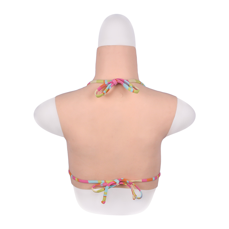 Combinaison Silicone Intégrale Avec Prothèses Mammaires C/D/E - Taille XL, Couleur Blanc/beige