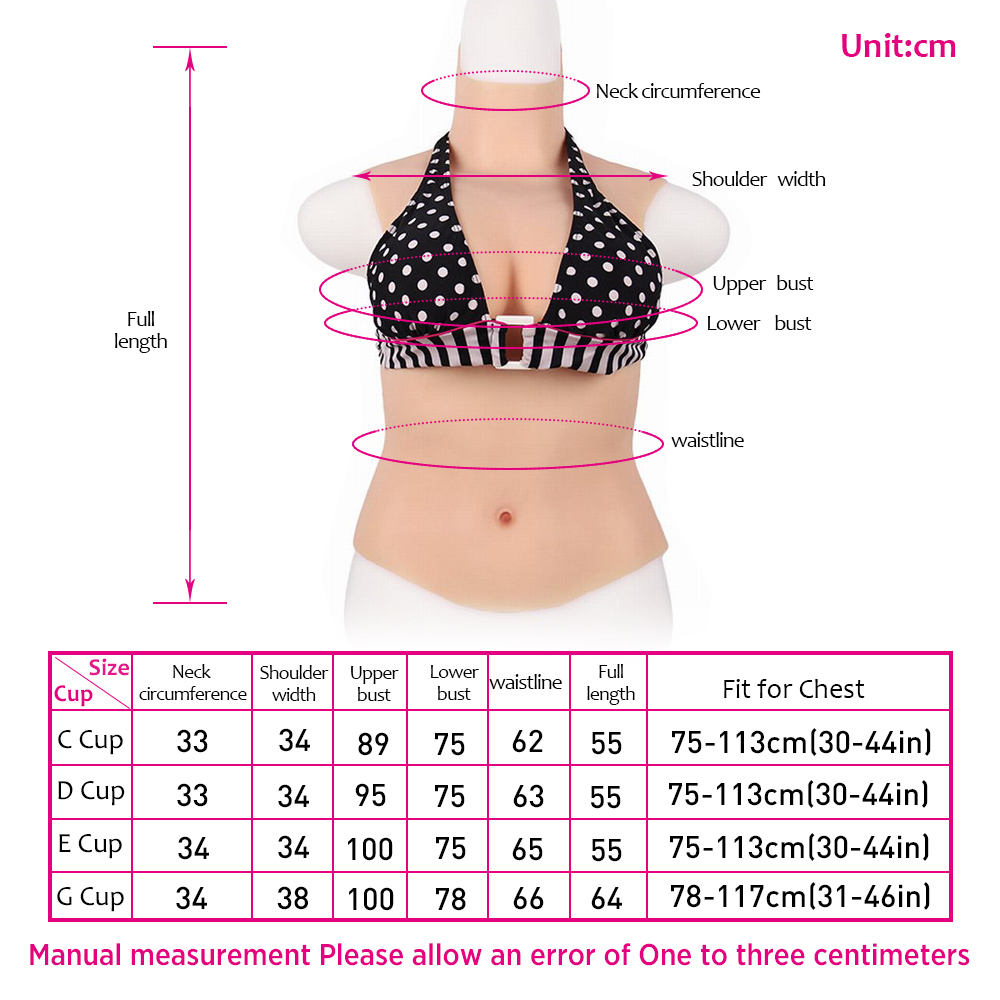KnowU C/D/E/G Cup Cotton Fake Half Body Silicone Breastplates