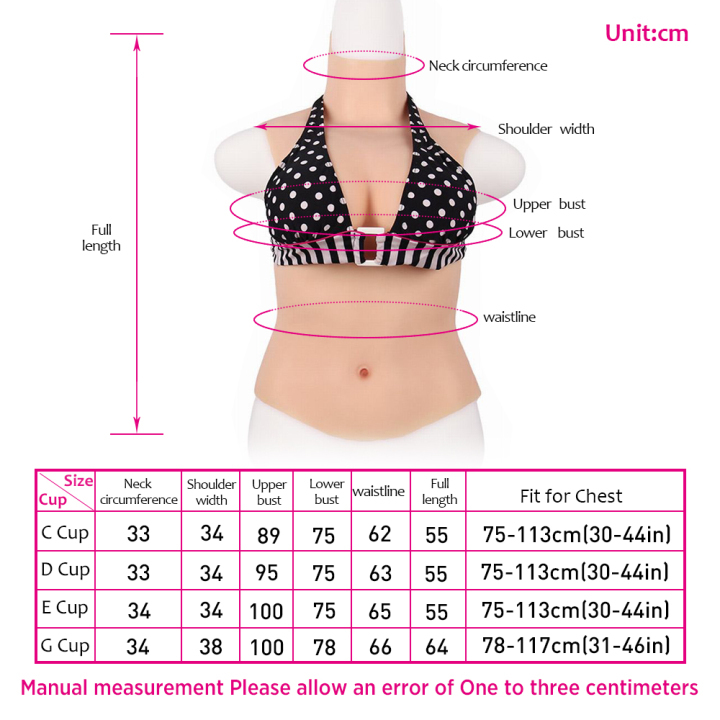 Knowu C D E G Cup Cotton Filler Fake Half Body Silicone Breastplates