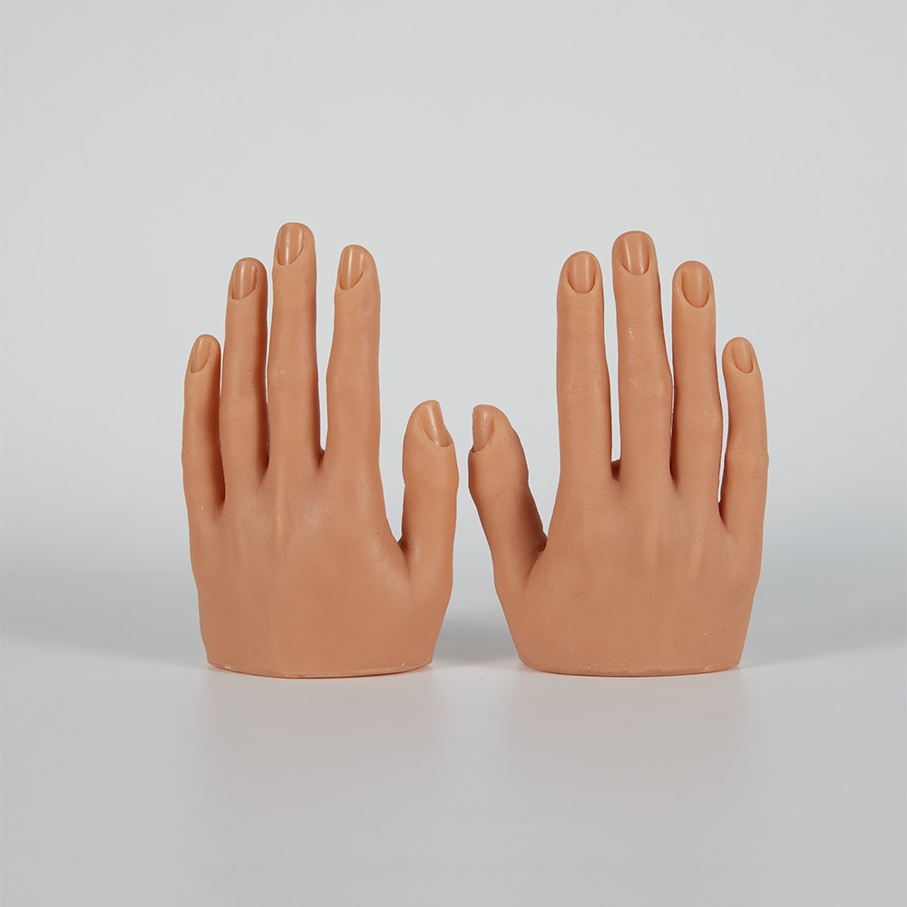 Poseable Silicone Hand for Nail Art Practice Manicure Training Jewelry Display Model Light White
