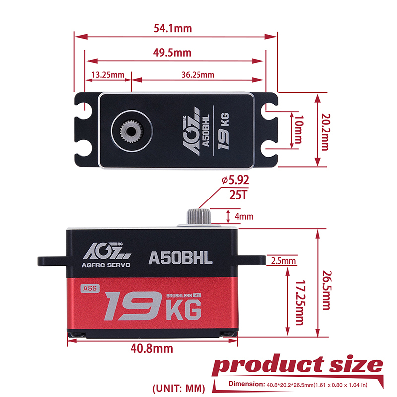 AGFRC 19KG Low Profile High Torque Programmable RC Digital Servo
