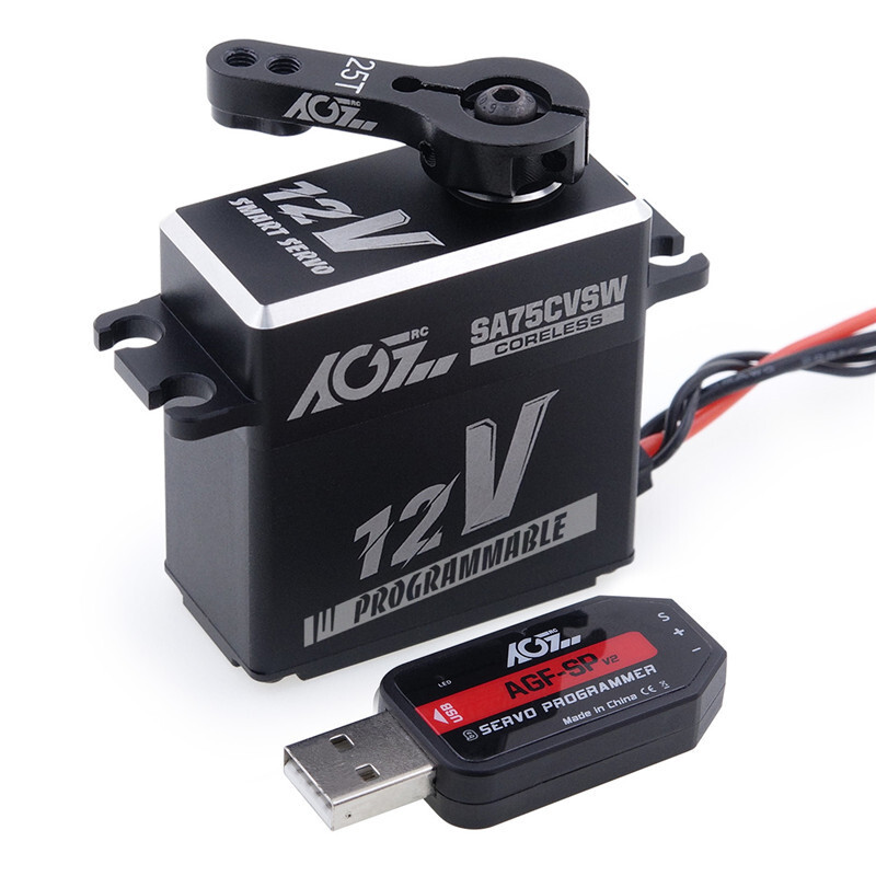 AGFRC 45KG High Torque Waterproof Coreless 12V RC Servo 180° SA75CVSW