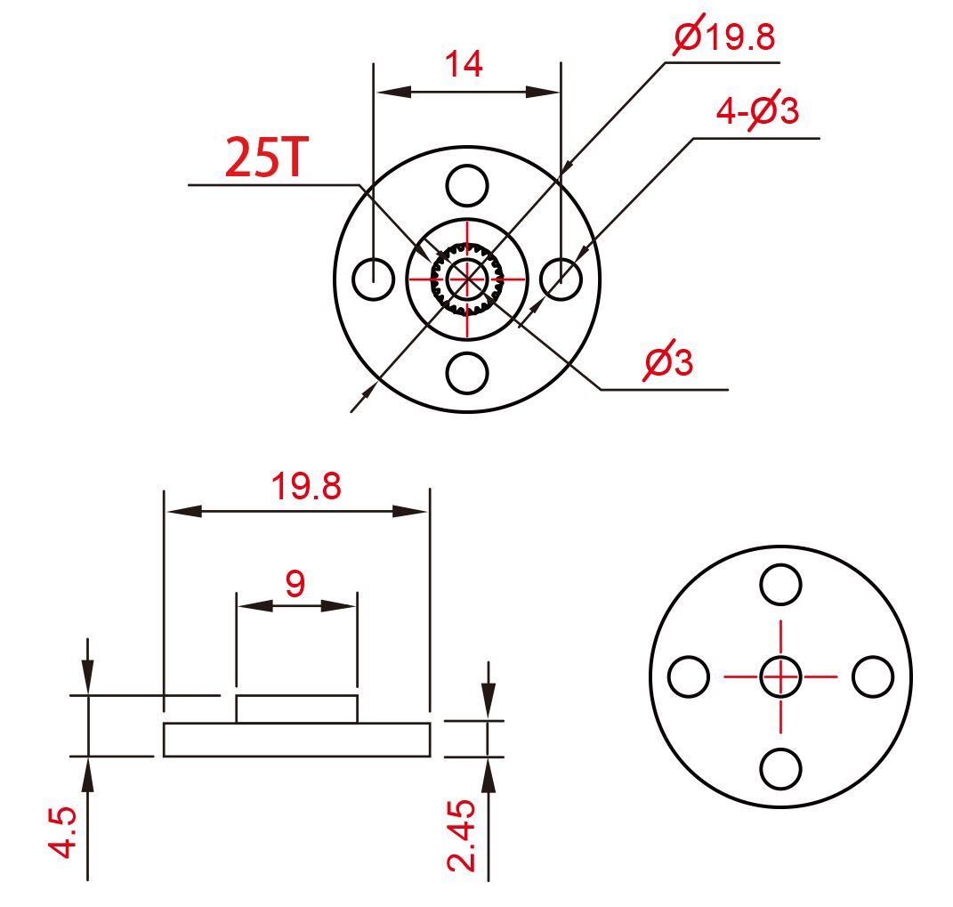 AGFrc 25T Metal Roubd Shaped Servo Horn