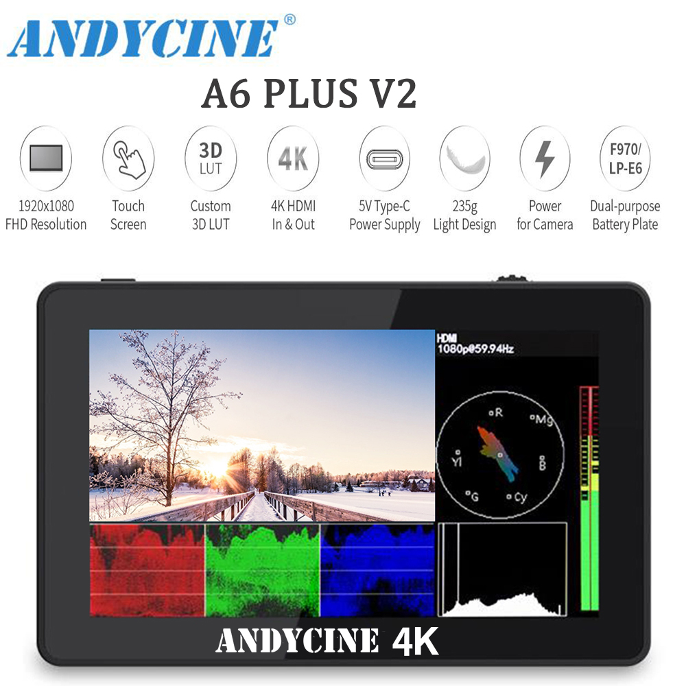 Andycine A6 Plus V2 Touchscreen Camera 5.5 Inch HDMI monitor with