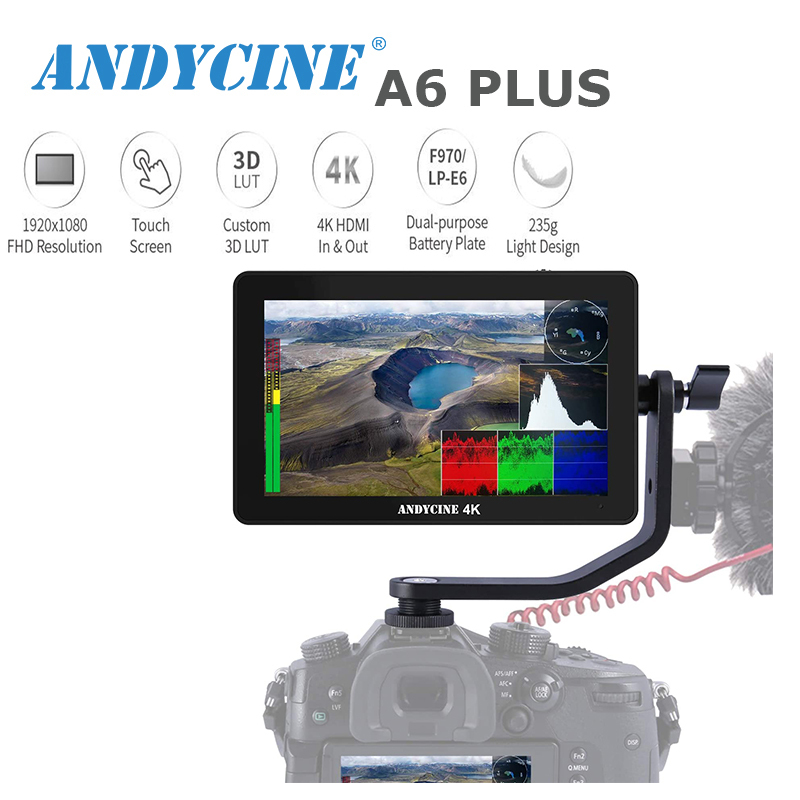 Field Monitor ANDYCINE A6 Plus 5.5 Inch Touchscreen IPS Camera Monitor 3D LUT and 1920 x 1080 FullHD Display with 4K HDMI