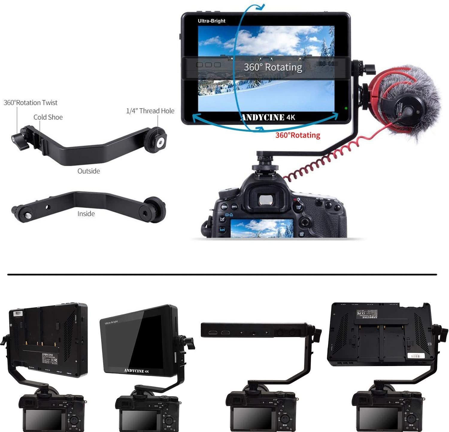 Andycine C7 7 INCH Ultra Bright 2200nit Touchscreen 3D LUT Camera