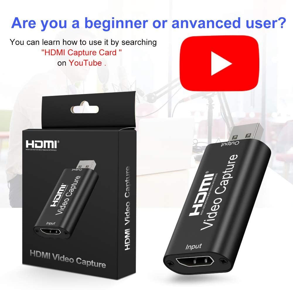 Andycine AC-U2H41 Audio Video Capture Cards HDMI to USB 4K 30HZ USB2.0  Record via DSLR Camcorder Action Cam for live streaming