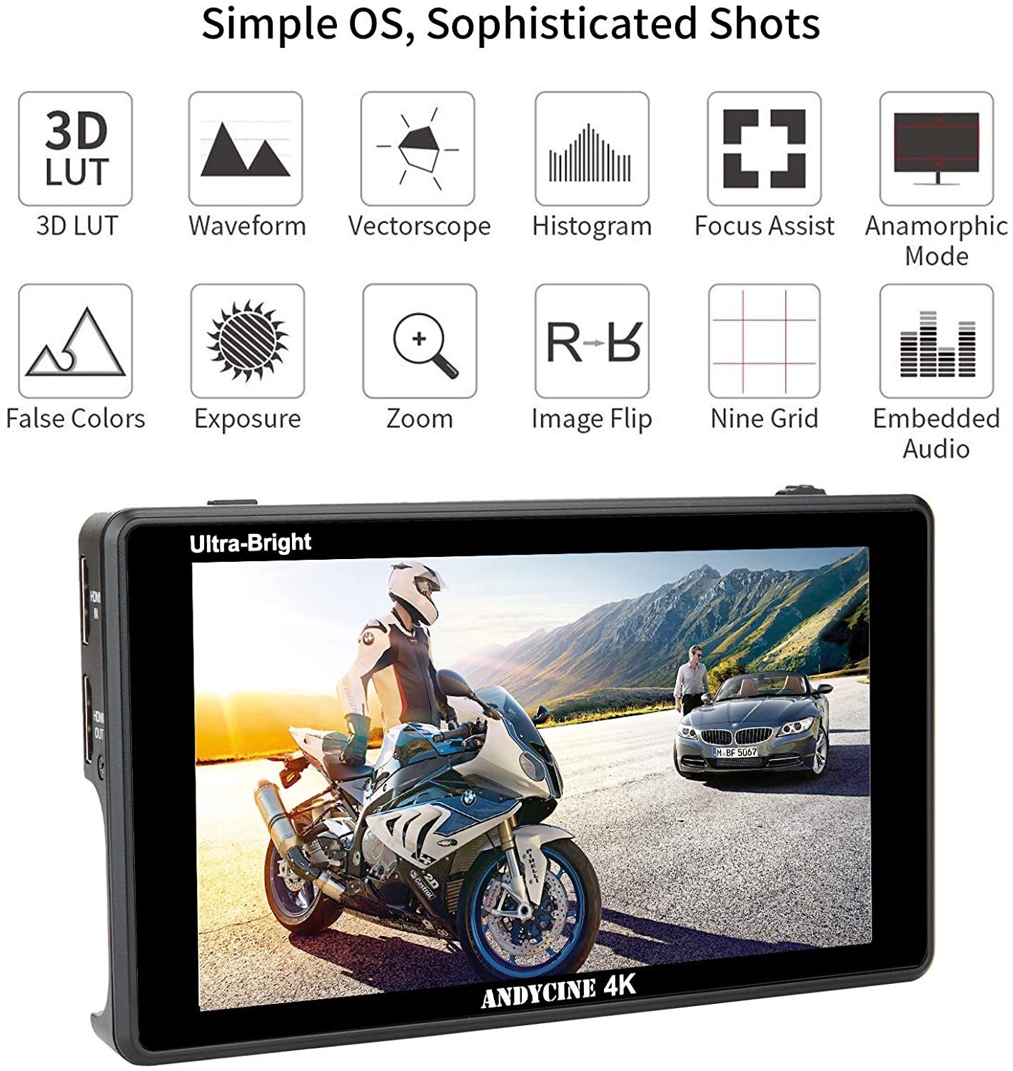 ANDYCINE C6 6” 2600cd/m² HDR/3D Lut 4K HDMI Touchscreen Monitor