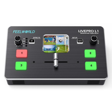 FEELWORLD L1 Video Mixer/Switcher Multi-format 4 x HDMI inputs multi camera production real time live streaming