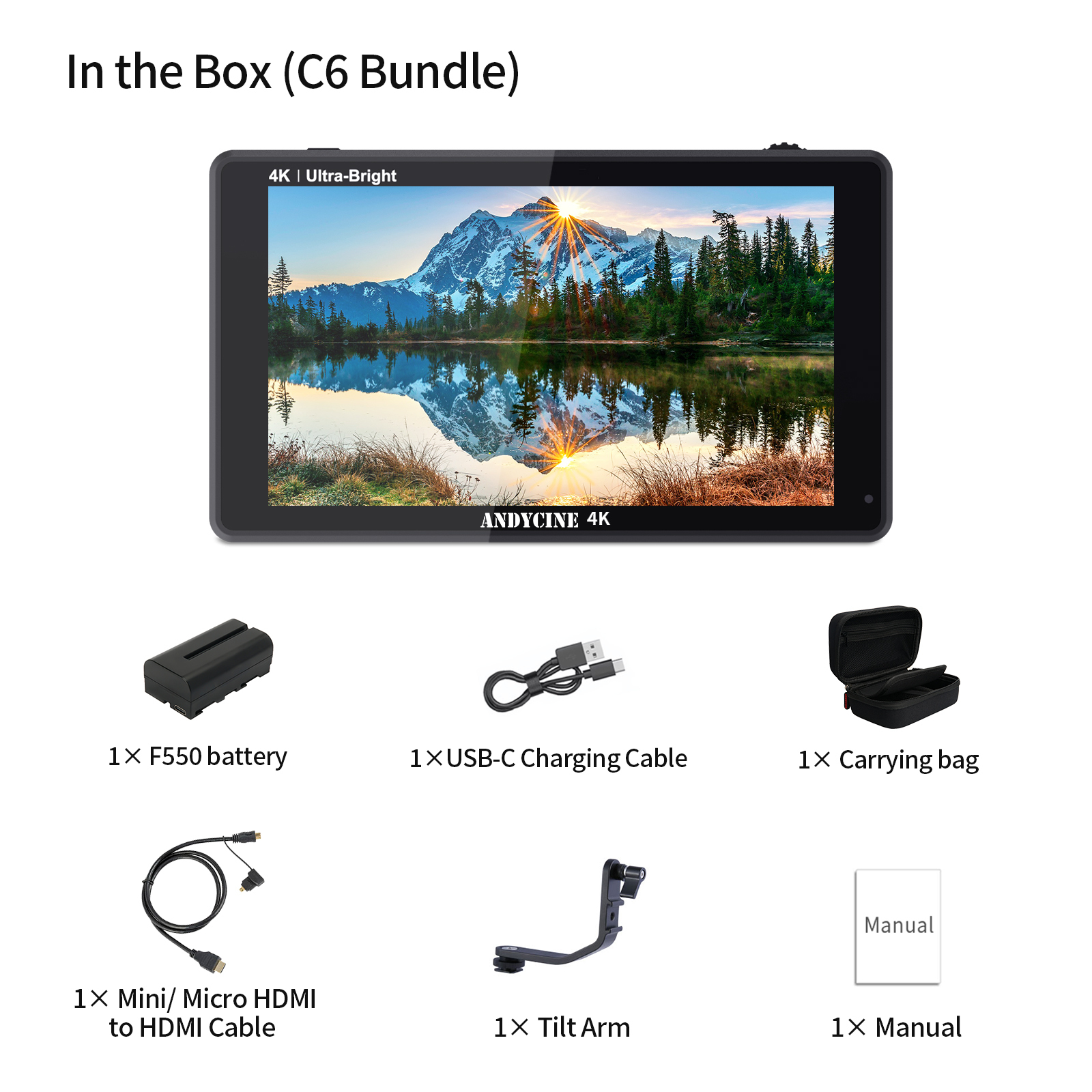 ANDYCINE C6 6” 2600cd/m² HDR/3D Lut 4K HDMI Touchscreen Monitor