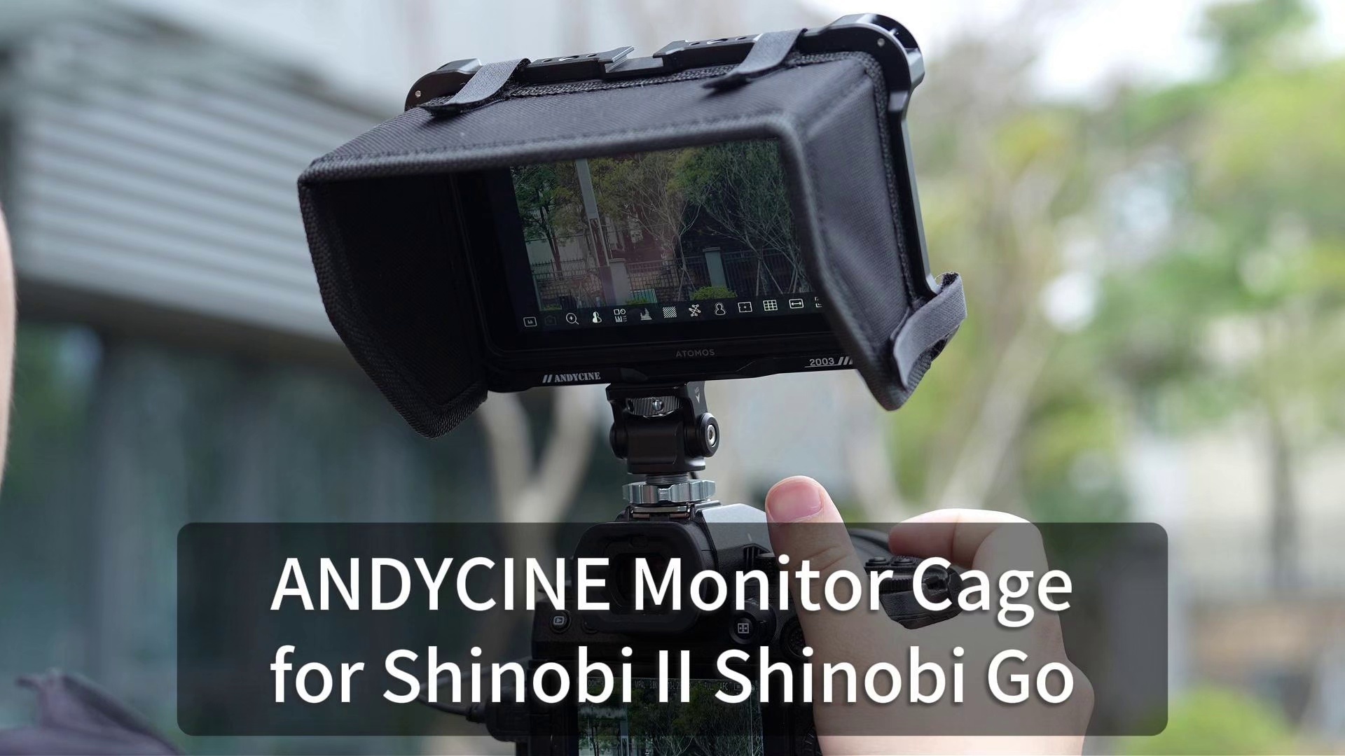 ANDYCINE Monitor Cage for Shinobi II & Shinobi GO with Foldable Sunhood Built-in Cold Shoe, 1/4" and 3/8" Thread Holes, No Interface Blocking & Quick Release
