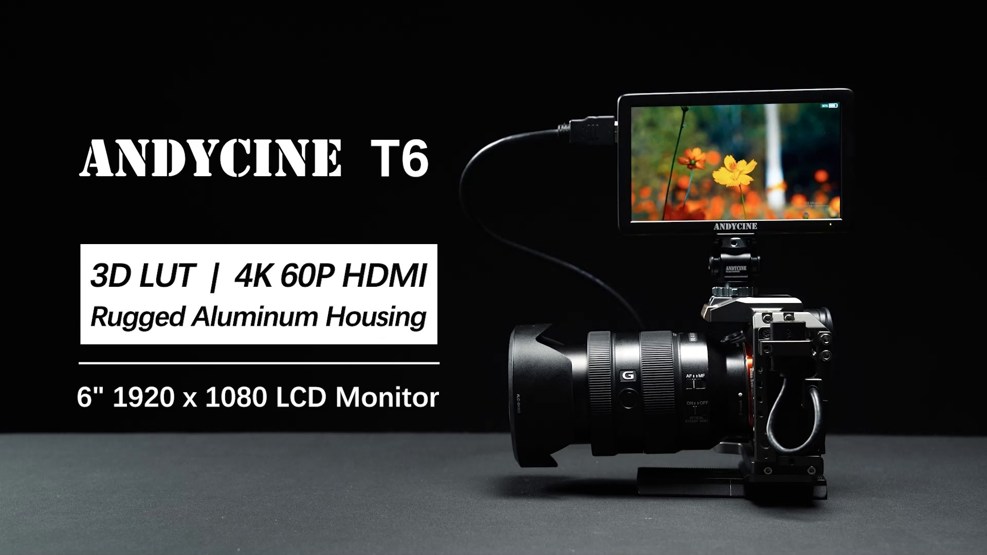 ANDYCINE T6 6inch DSLR Video Monitor 1920x1080 Durable Aluminum Shell On Camera 4K HDMI Monitor with All Waveform,3D Lut