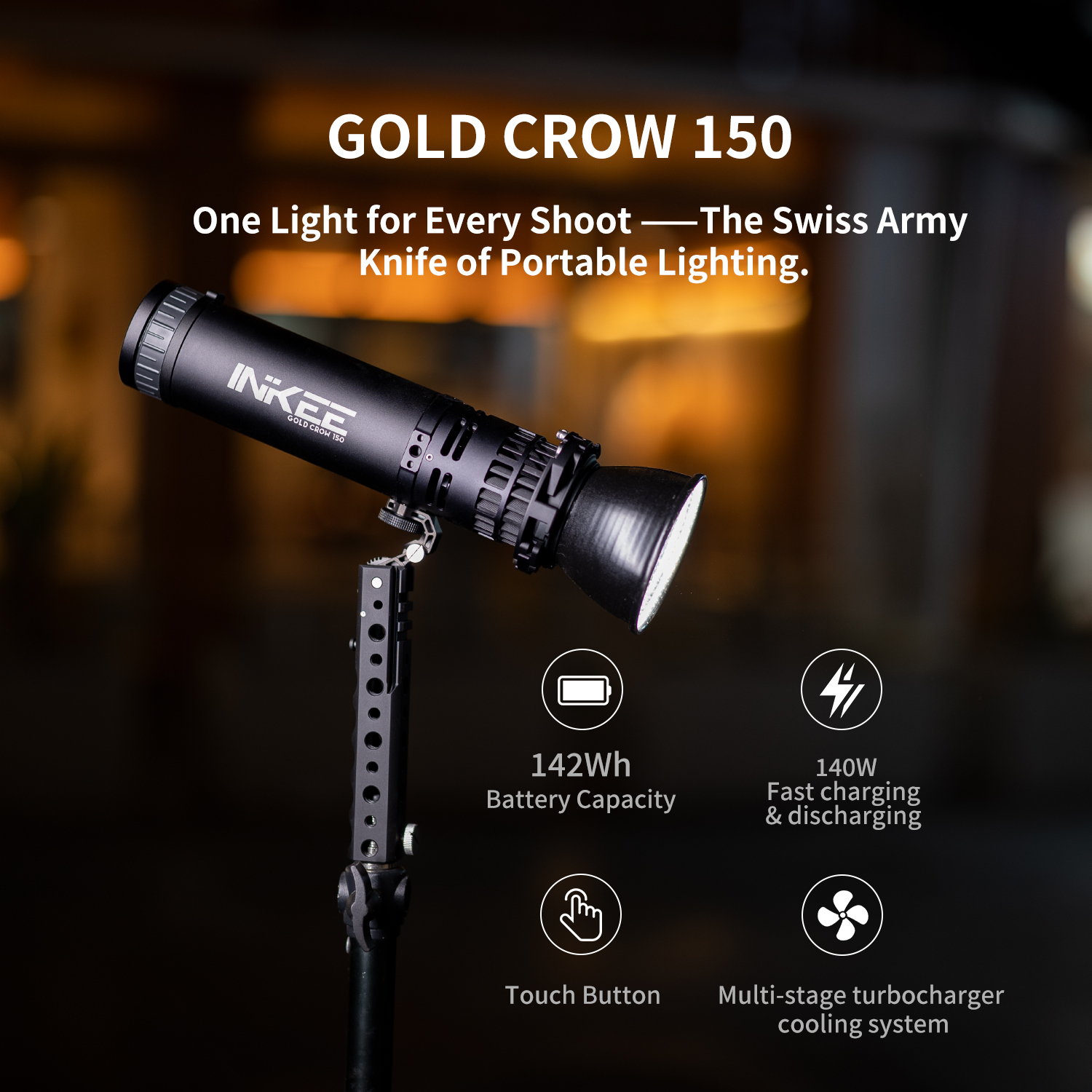 INKEE GC150 Video Light 150W Photography Lighting, Waterproof LED