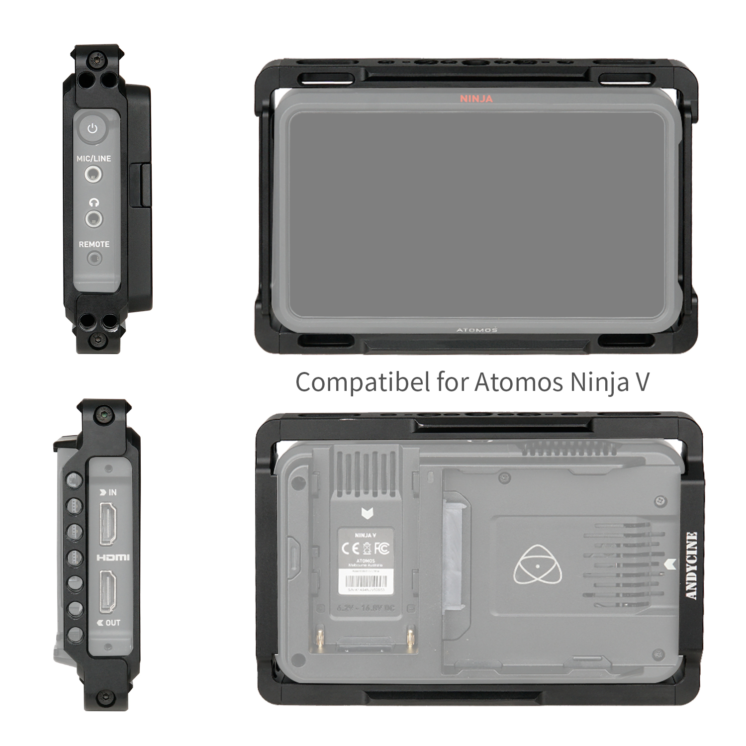  ANDYCINE Monitor Cage for Atomos Nijna V,Shinobi with