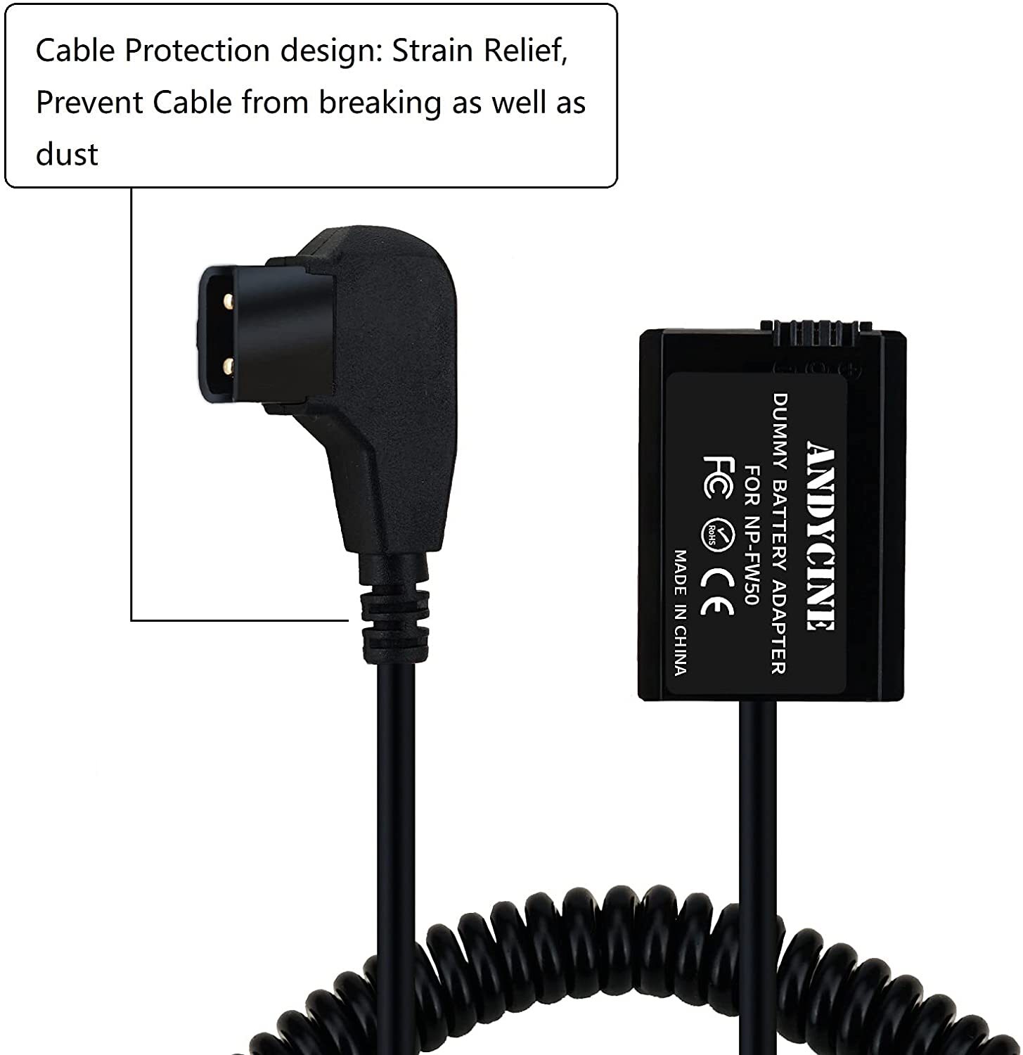 Vhbw Adaptateur câble spiralé D-Tap Sony NP-FW50 pour Sony Alpha