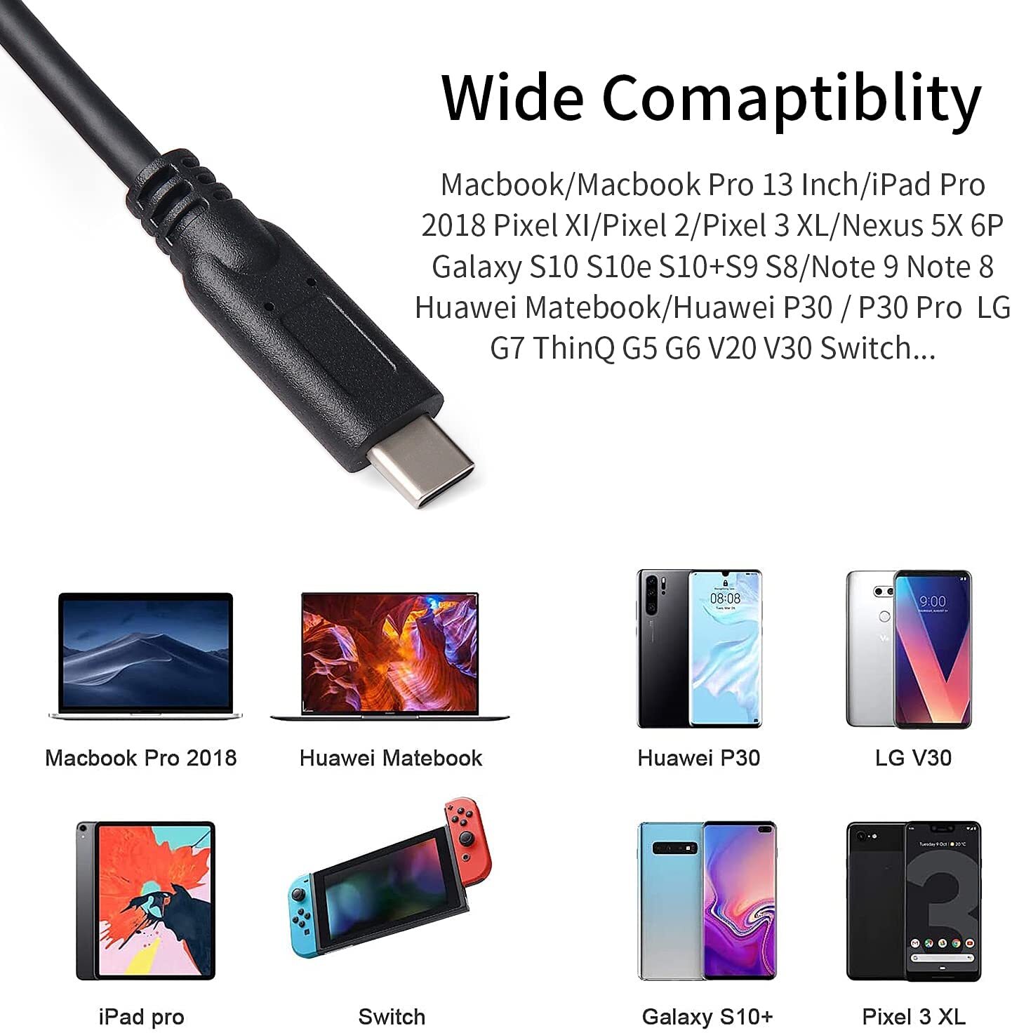 Andycine USB C to USB C Cable, USB 3.1 Gen2 100W/5A PD Fast Charging,  10Gb/s Transfer Speed, Support 4K Output, Compatible with WIMAXIT Monitor,  MacBook, iPad pro, and USB C Devices (1.5m)