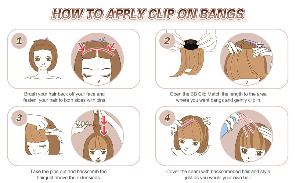 How to apply Clip on Bangs, Hair fringe