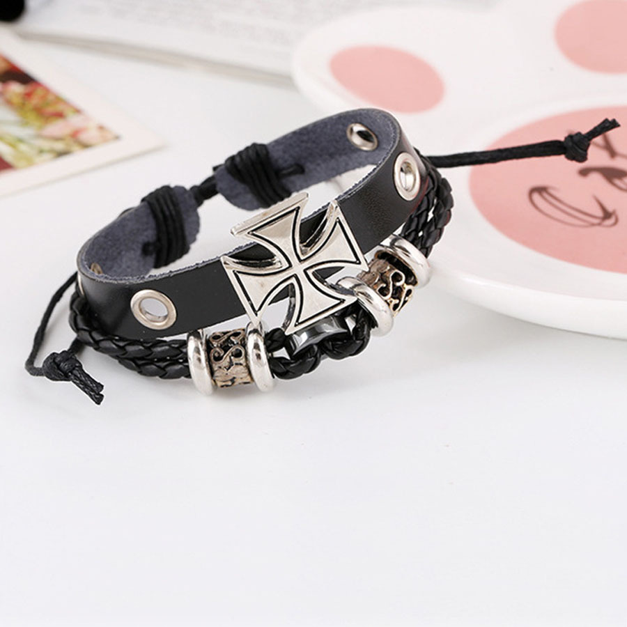 Adjustable Leather Bracelet with Vintage Bead Design for Men and Women Jewelry & Accessories