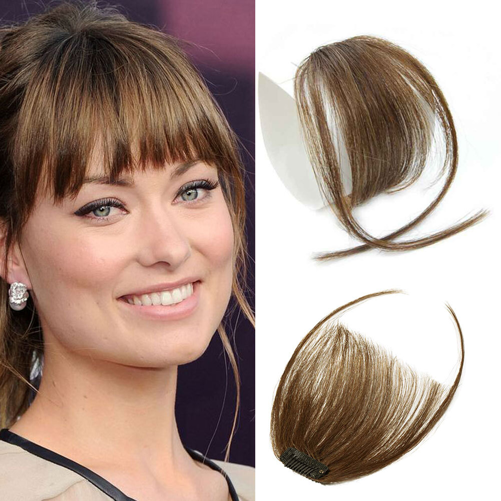 Clip In Breathable Bangs Neat Hair Fringe Hairpiece Without Temple