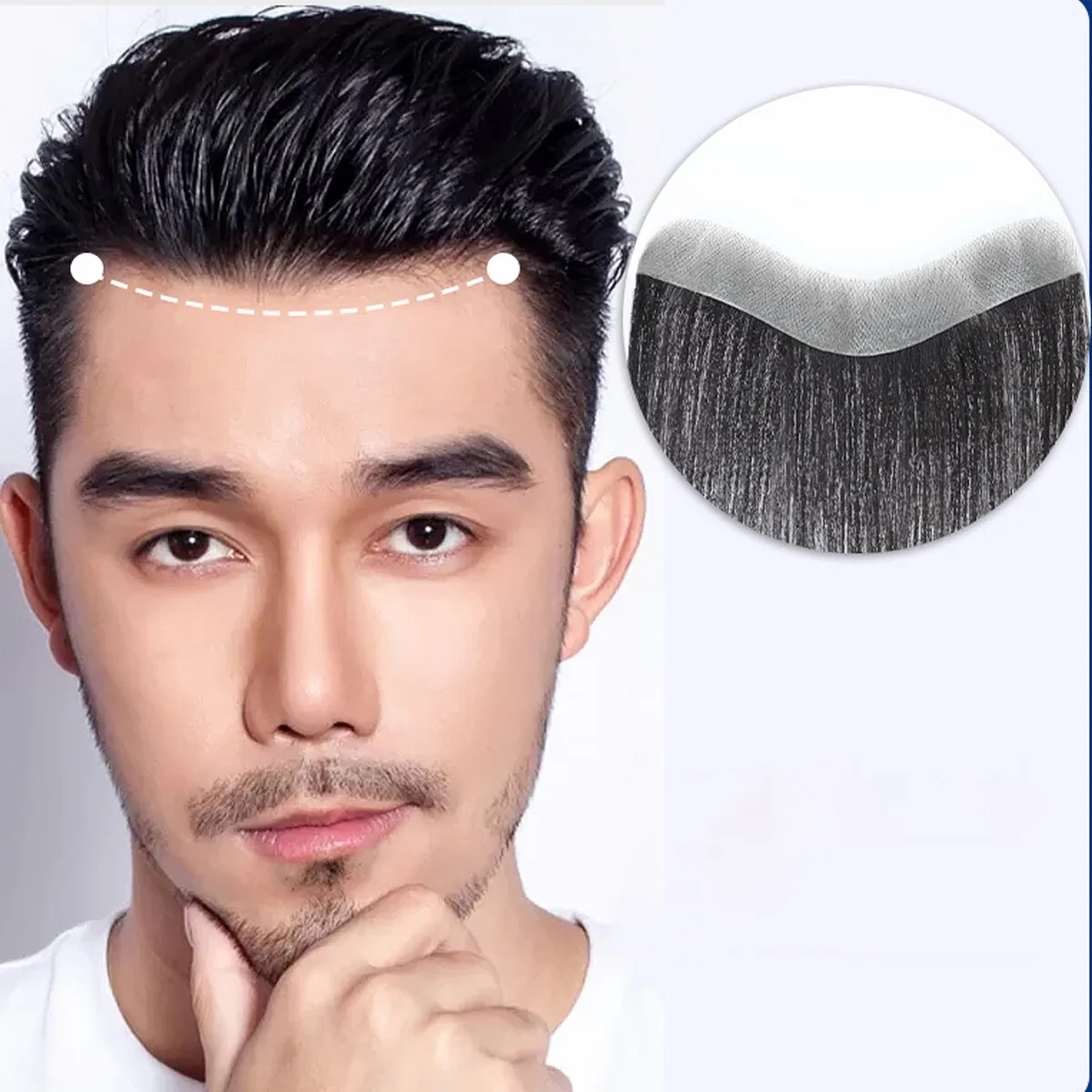 Thin Hairpiece Replacement System 100% Human Hair Toupee for Men Forehead Topper Thin Hairpiece Replacement System 100% Human Hair Toupee for Men Forehead Topper Thin Hairpiece,Men Forehead Topper,Men's Hairline Toupee