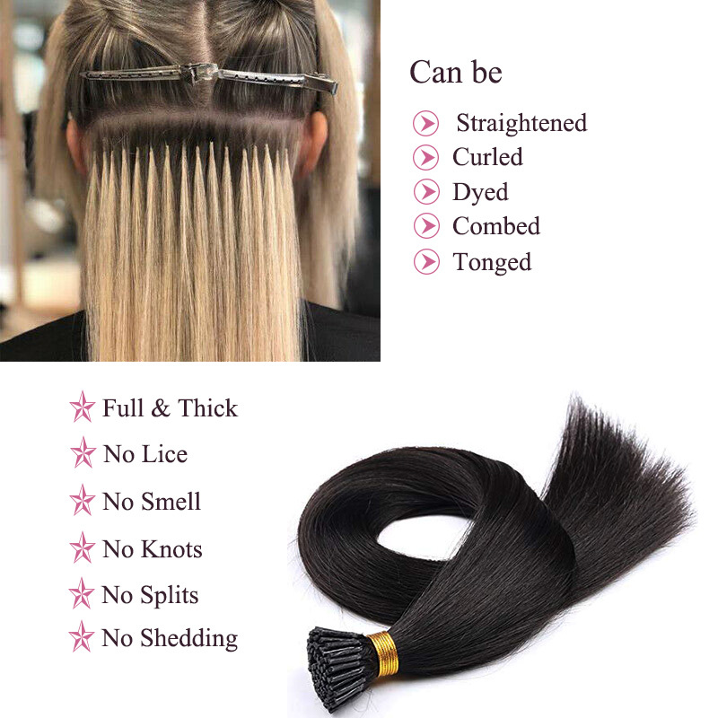 I Tip Hair Extension Human Hair - Pre Bonded Seamless Keratin Hair Extensions 50 Strands/Pack I Tip Hair Extension Human Hair - Pre Bonded Seamless Keratin Hair Extensions 50 Strands/Pack 