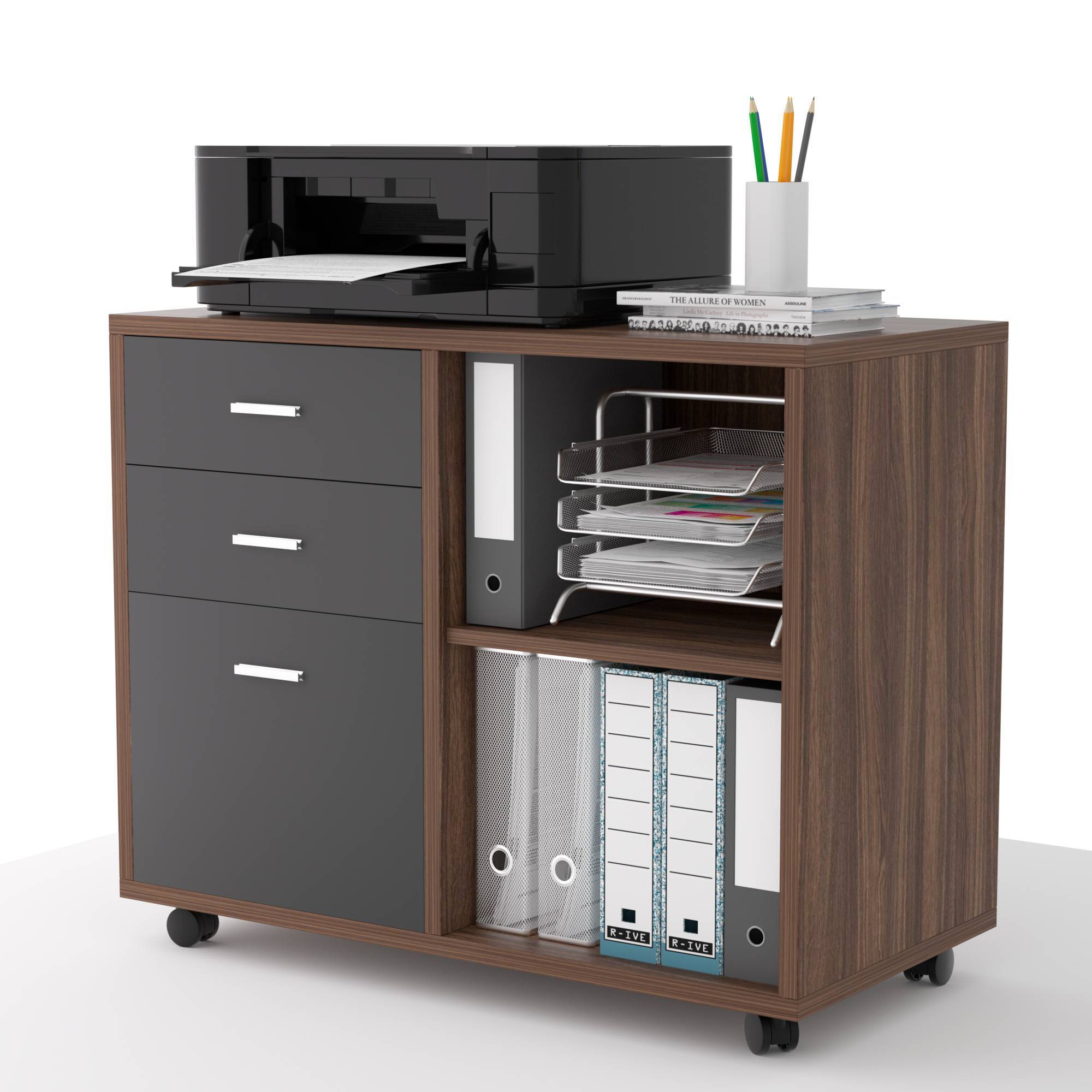 File Cabinet 3 -Drawer Mobile Lateral Filing Cabinet with Printer Stand Office File Cabinet 3 -Drawer Mobile Lateral Filing Cabinet with Printer Stand Office File Cabinet,Filing Cabinets,Office Furniture