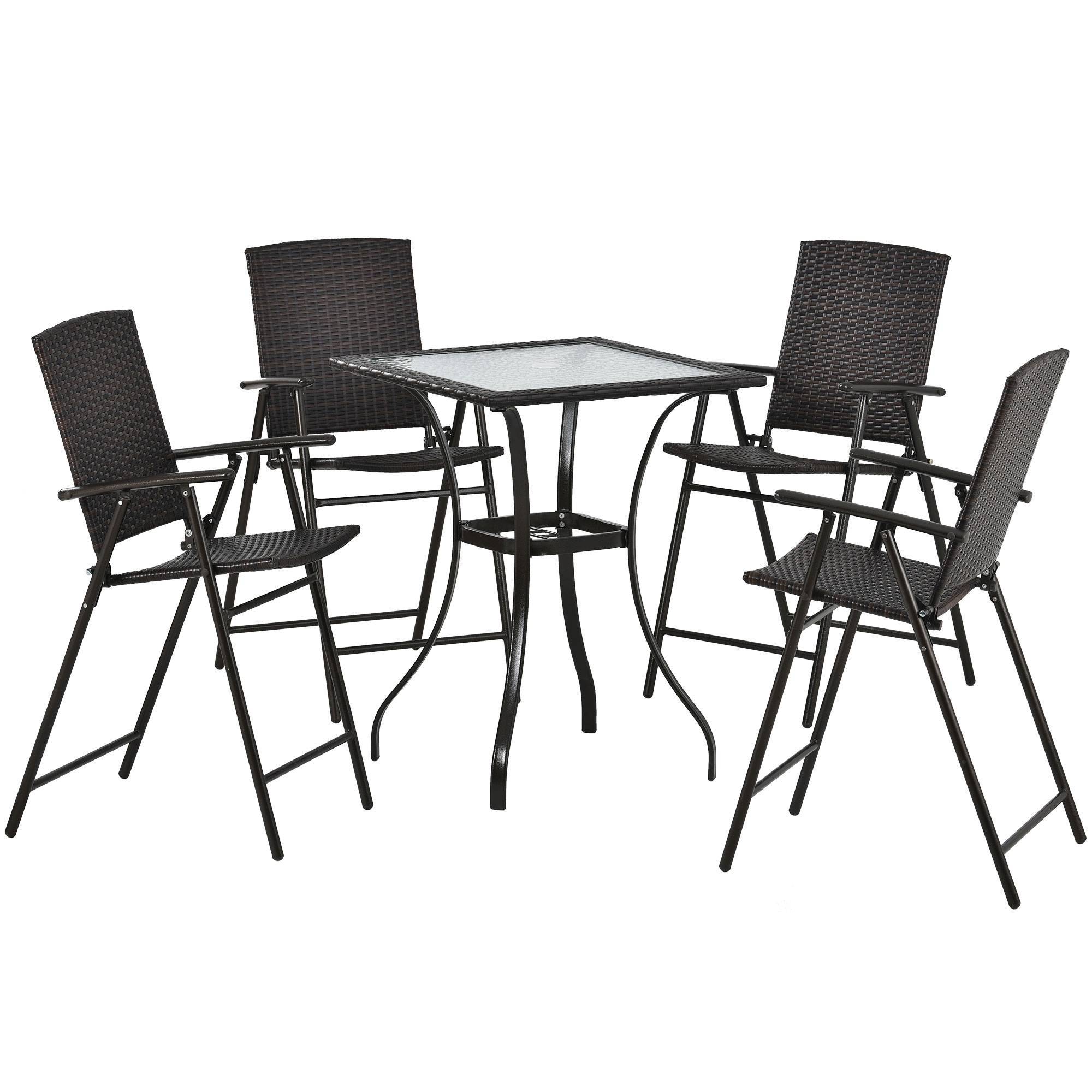 Outdoor Patio PE Wicker 5-Piece Counter Height Dining Table Set Outdoor Patio PE Wicker 5-Piece Counter Height Dining Table Set Furniture,Dining Sets,Home & Garden