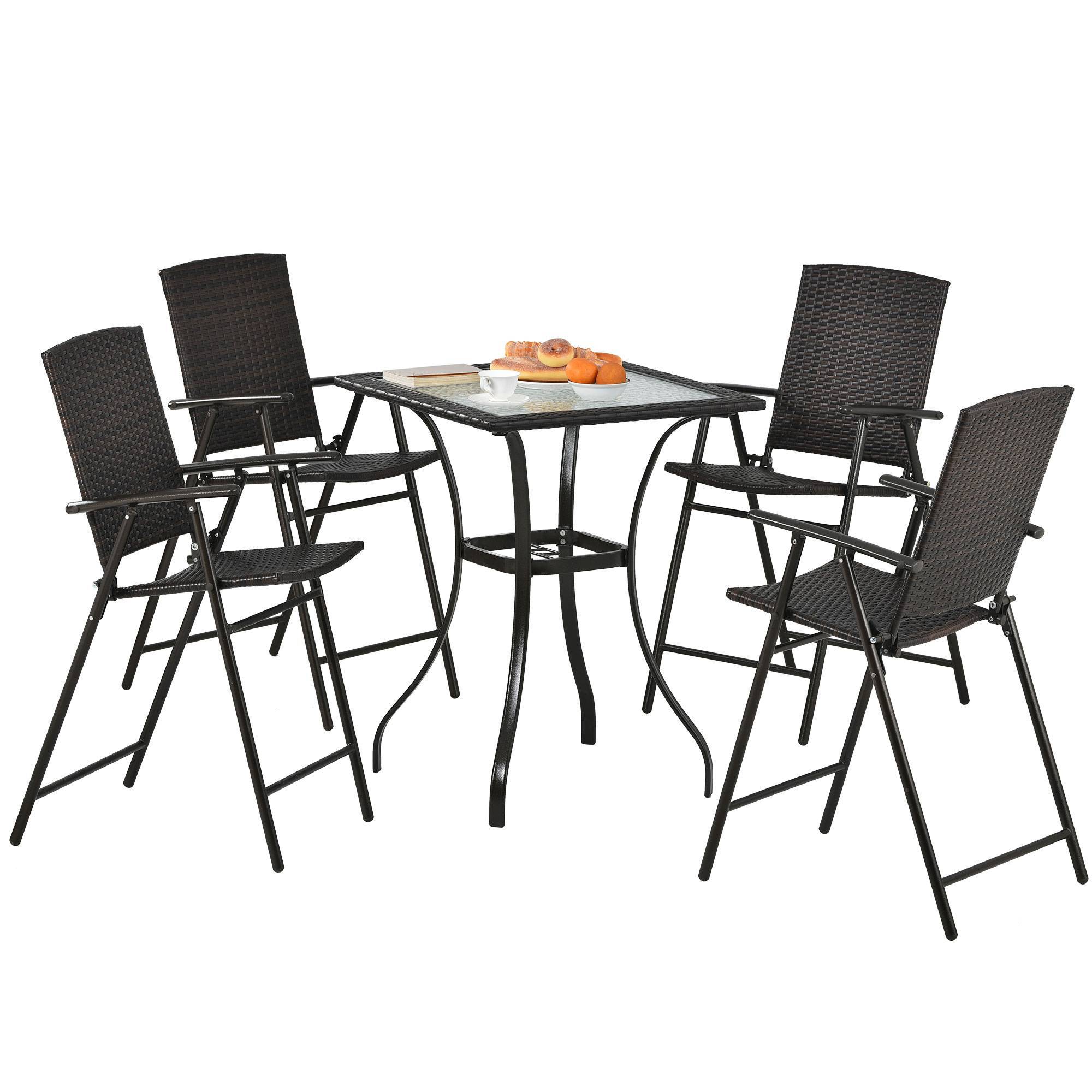 Outdoor Patio PE Wicker 5-Piece Counter Height Dining Table Set Outdoor Patio PE Wicker 5-Piece Counter Height Dining Table Set Furniture,Dining Sets,Home & Garden