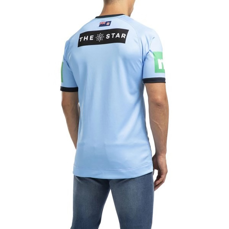 NSW Blues State of Origin Jersey 2020 Breathable Football T-shirt HUAXUN Men's Rugby jersey Supporter T-shirt Sport Top-2019blue-XXL