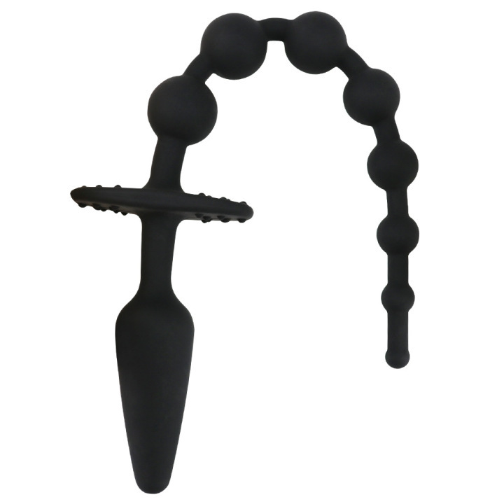 Sono Silicone Butt Plug With Anal Beads Black -Suproadultproduct