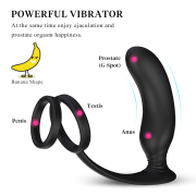 PHANXY Male Prostate Massage Vibrator Anal Plug Silicone Prostate  Stimulator Butt Plug Delay Ejaculation Ring Toy