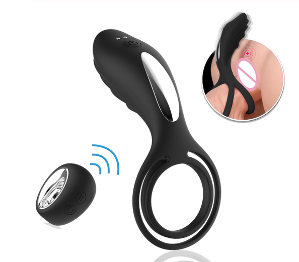 Remote Control Penis Delay Ejaculation Cock Vibrating Ring Dual Penetration  G spot Stimulator Dildo Vibrator Sex