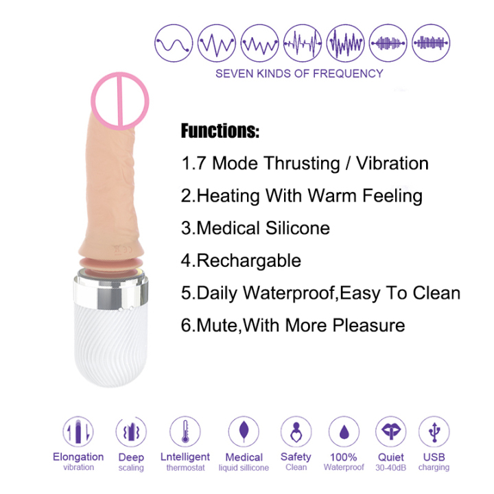 Daily HeatingRechargable 7 Mode Thrusting Dildo Vibrator