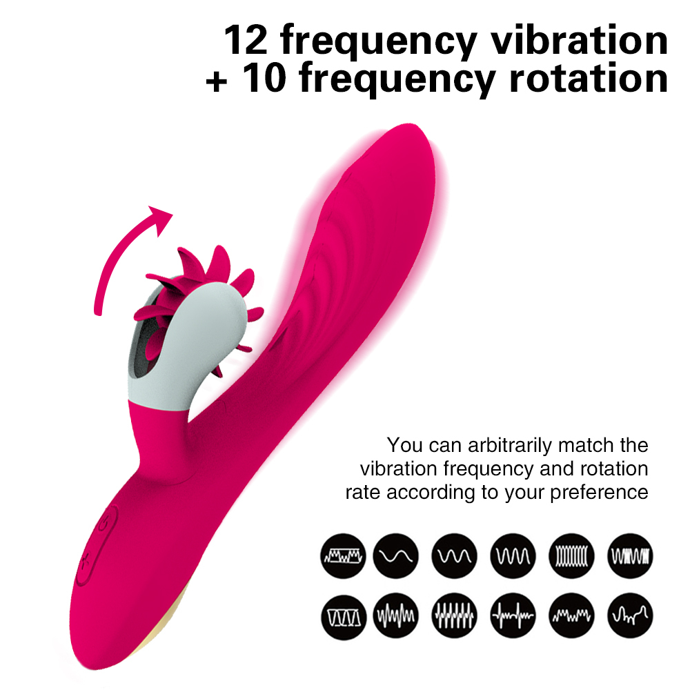 Tongue Licking Dildo Vibrator Vagina Rotation Clitoris Stimulate Female Masturbator G-spot 12 Speeds Vibrator Sex Toys for Women (6)