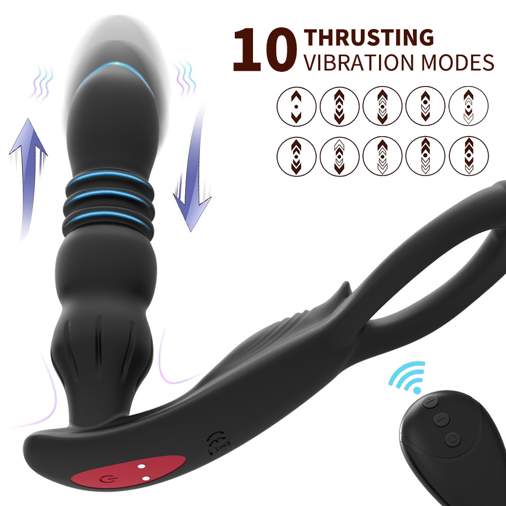 Thrusting prostate massagers