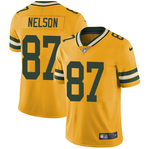 Nike Green Bay Packers 87 Jordy Nelson Yellow Men S Stitched Nfl Limited Rush Jersey