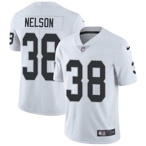 Nike Las Vegas Raiders No38 Nick Nelson White Men's Stitched NFL Limited Rush Jersey