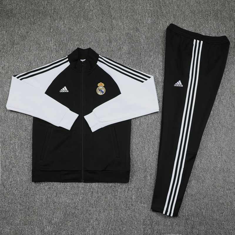 Real Madrid Black High Neck Collar Training Kit(Jacket+Pants)