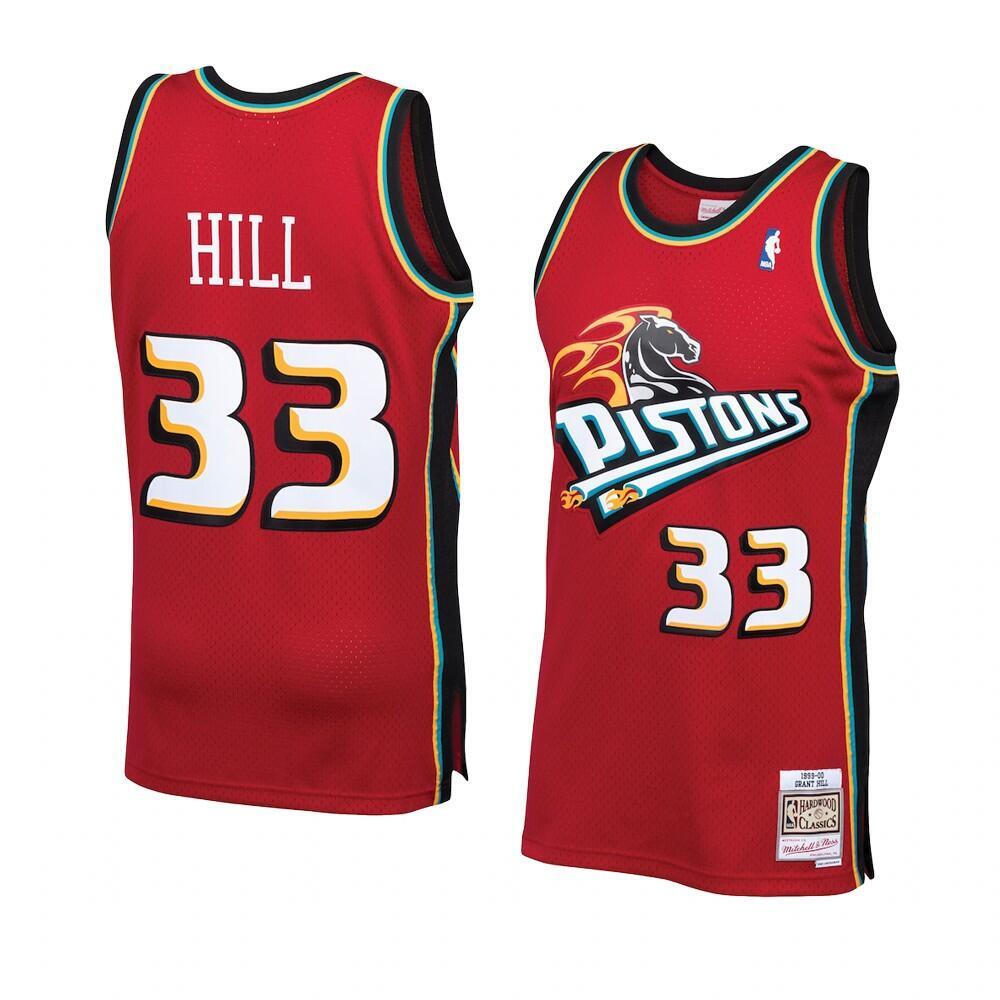 Men's Detroit Pistons Grant Hill Mitchell & Ness Red Hardwood Classics  Swingman Jersey