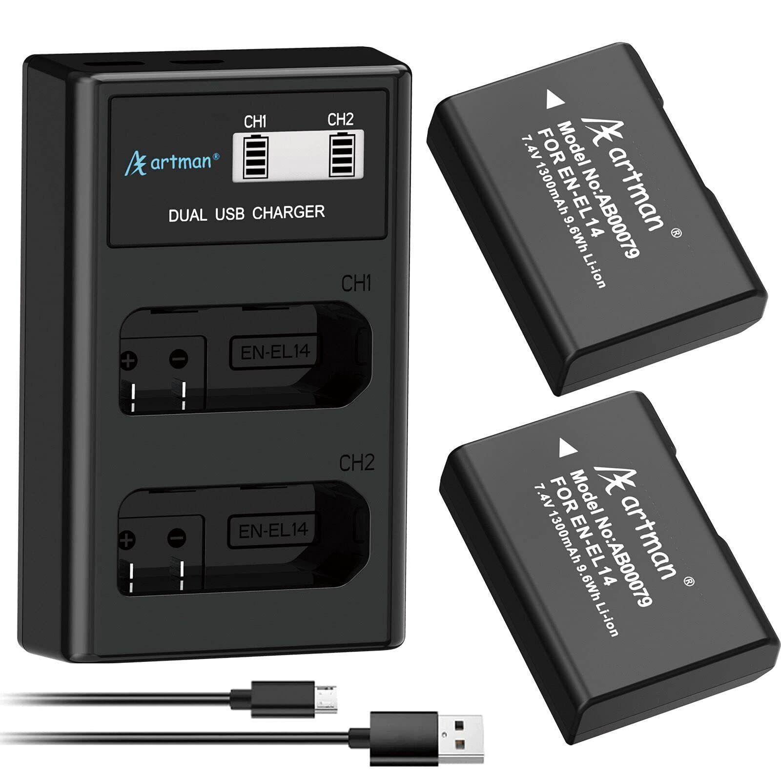 EN-EL14 Battery or Charger for Nikon D5100 D5200 D5300 D3200 D3100 Coolpix P7000