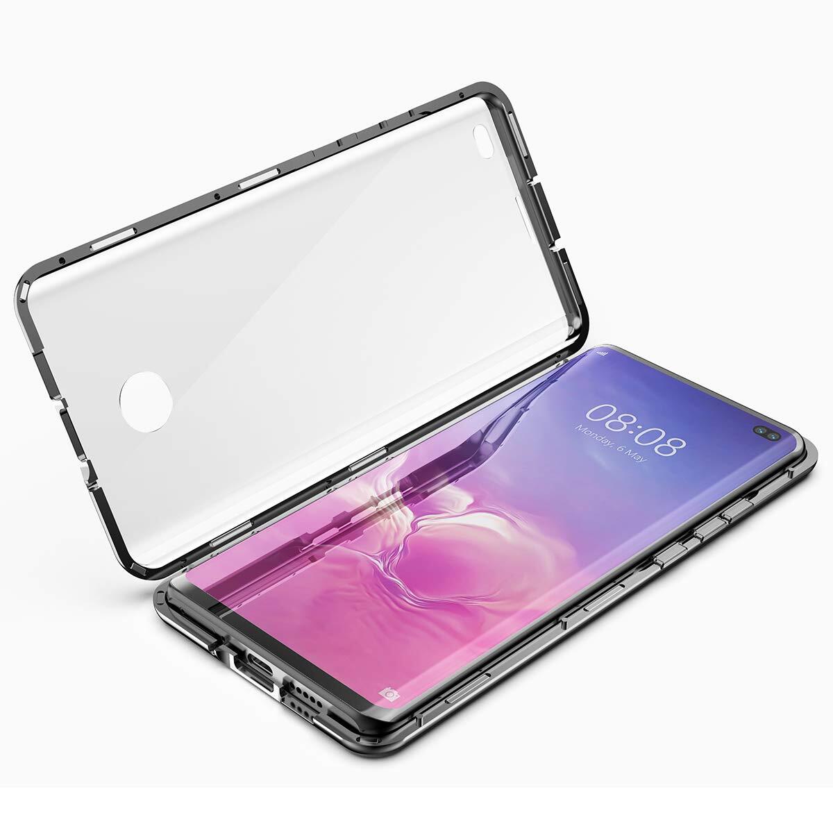 Samsung Galaxy S10 Plus Case Zhike Magnetic Adsorption Case One Piece Design Flip Cover Clear Black