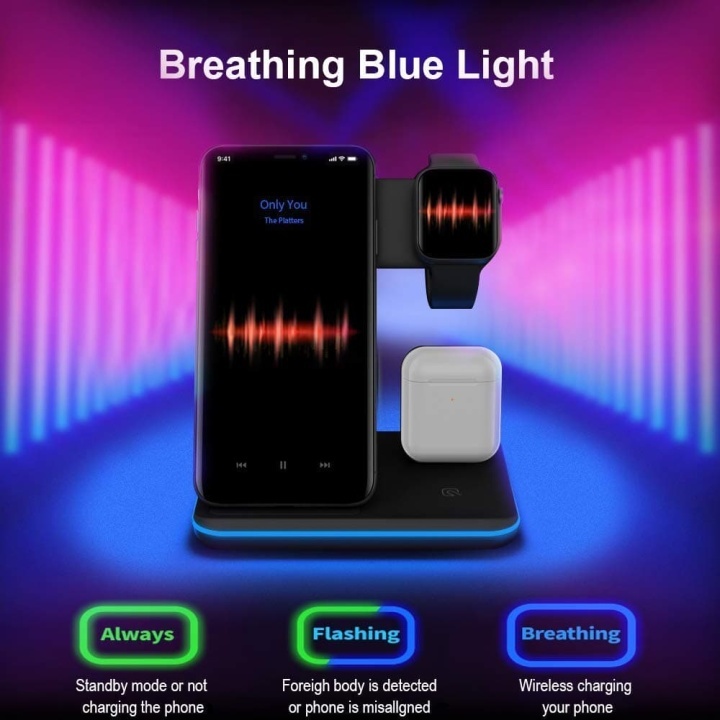 3 in 1 Wireless Charger, ZHIKE Wireless Charging Stand for Apple iWatch Series 54321 and AirPods, Qi Fast Charger Station Compatible with iPhone 3 in 1 Wireless Charger, ZHIKE Wireless Charging Stand for Apple iWatch Series 54321 and AirPods, Qi Fast Charger Station Compatible with iPhone