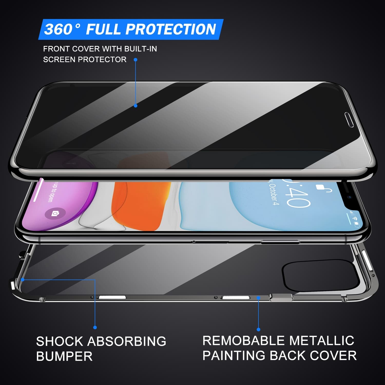 iPhone 11 Case, ZHIKE Anti-Peep Magnetic Adsorption Case ...