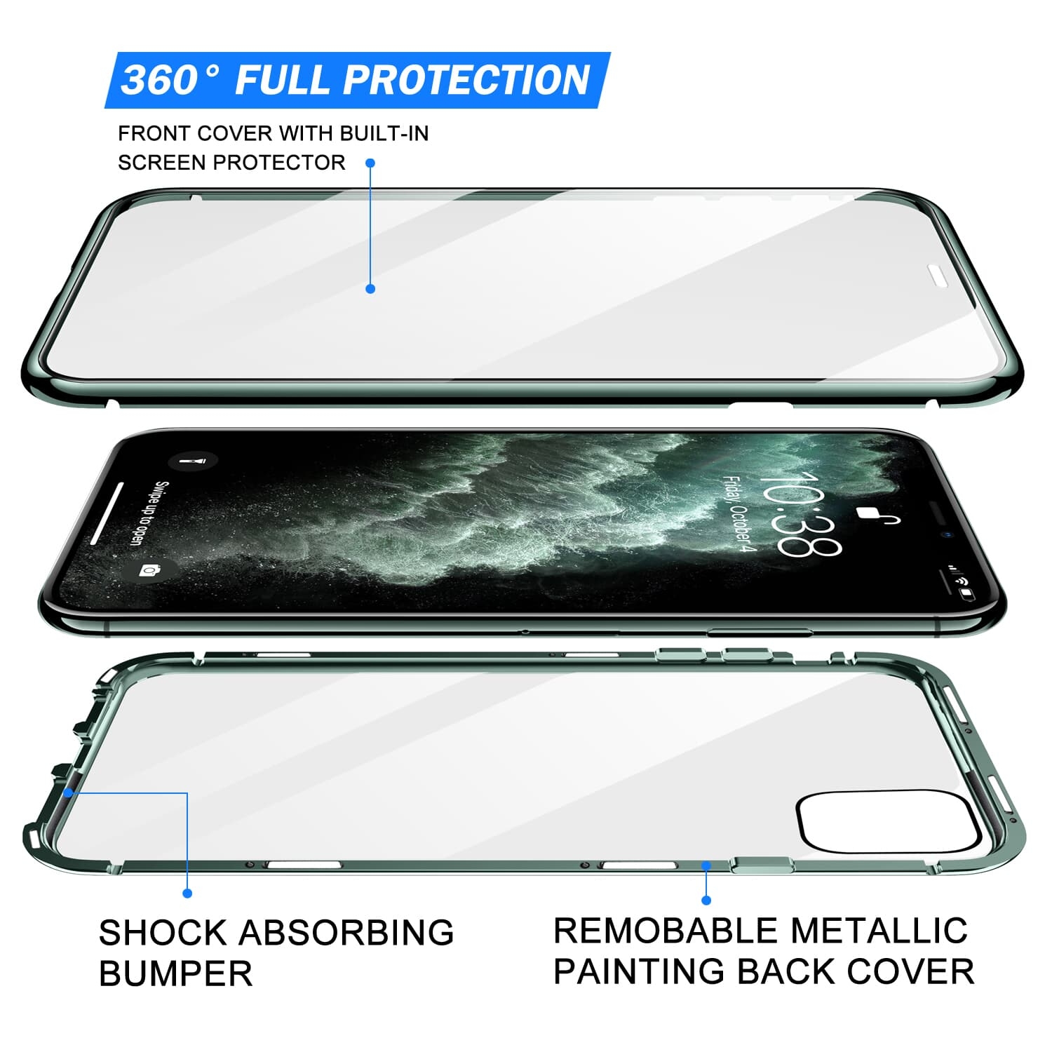 Iphone 11 Pro Case Zhike Magnetic Adsorption Case Front And Back Tempered Glass Case Iphone 11 Pro Case Zhike Magnetic Adsorption Case Front And Back Tempered Glass Case