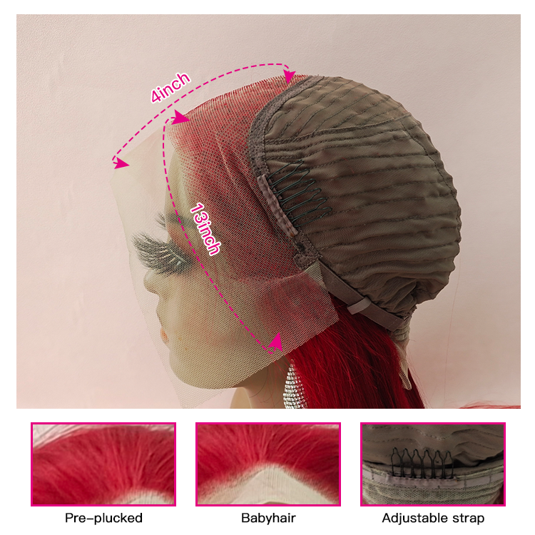VIYA Red Wig Straight Frontal Lace Wig Summer Color Hair Wig For Women With Human Hair VIYA RED Color Straight Frontal Lace Wig Summer Color For Women With Human Hair VIYA 100% humna hair,hair wig for women,blonde color wig,Color hair wig,red wig
