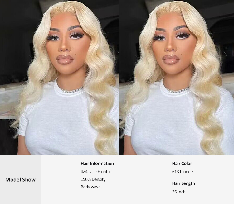VIYA body wave blonde wig 4*4 lace closure glueless lace Hot sale human hair wigs for Women  VIYA 4x4 Closure 613 Blonde Brazilian Wig Hair Body Wave highline wigs human hair lace front,knotless braid wig,Blonde wig,viya hair closure wig,Best blonde 4*4 lace closure wig