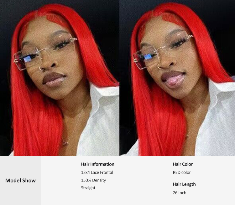VIYA Top Quality Red Wig Straight 13*4 Lace Front Wig Summer Color Hair Wig For Women Free Shipping VIYA RED Color Straight Frontal Lace Wig Summer Color For Women With Human Hair VIYA 100% humna hair,hair wig for women,blonde color wig,Color hair wig,red wig